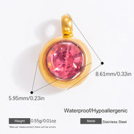 6mm Birthstone Single Pendant Steel Necklace Charm JXPJ91627A