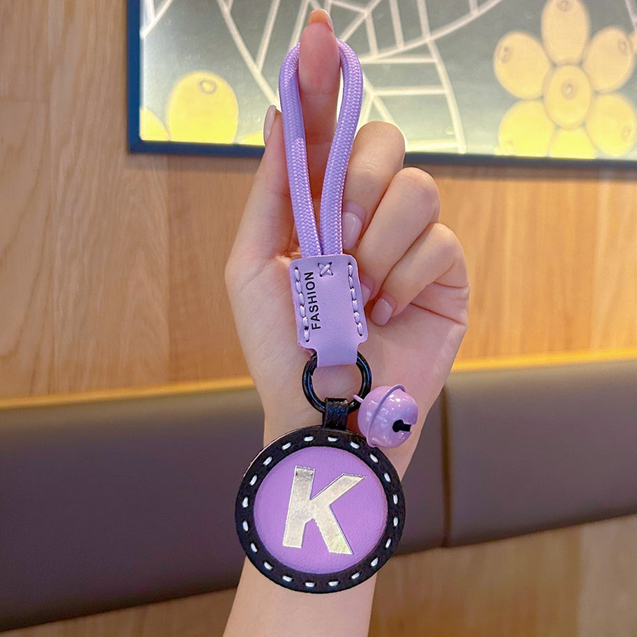 Letter Keychain | Round Leather Charm | Minimalist Gift