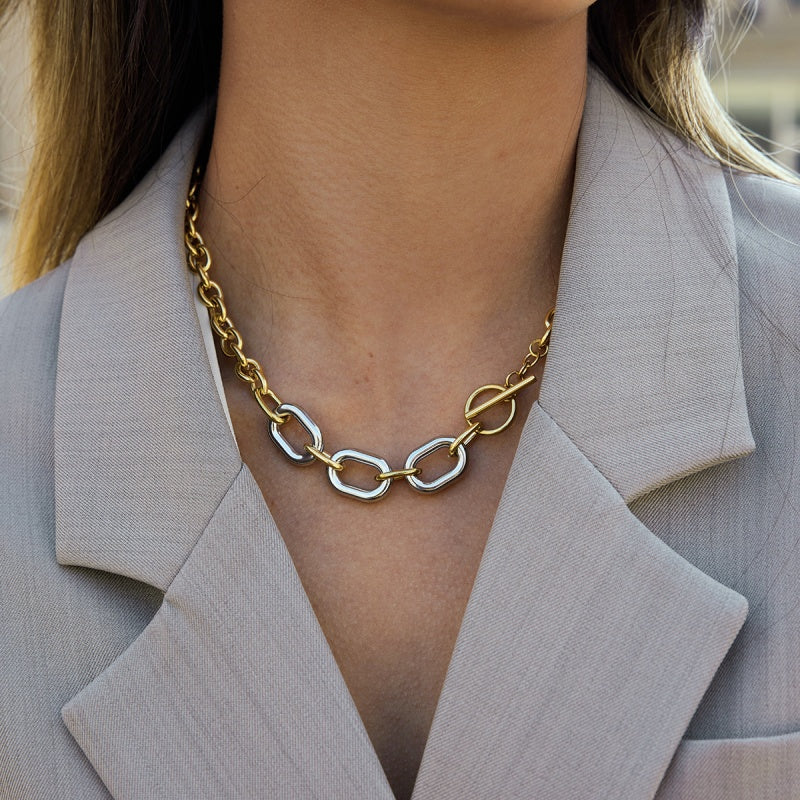 Two-Tone Chain Necklace | 18K Gold Plated Stainless Steel