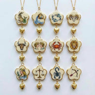 Print Series Zodiac Charm Steel 18K Gold Plated DIY JX255014QI