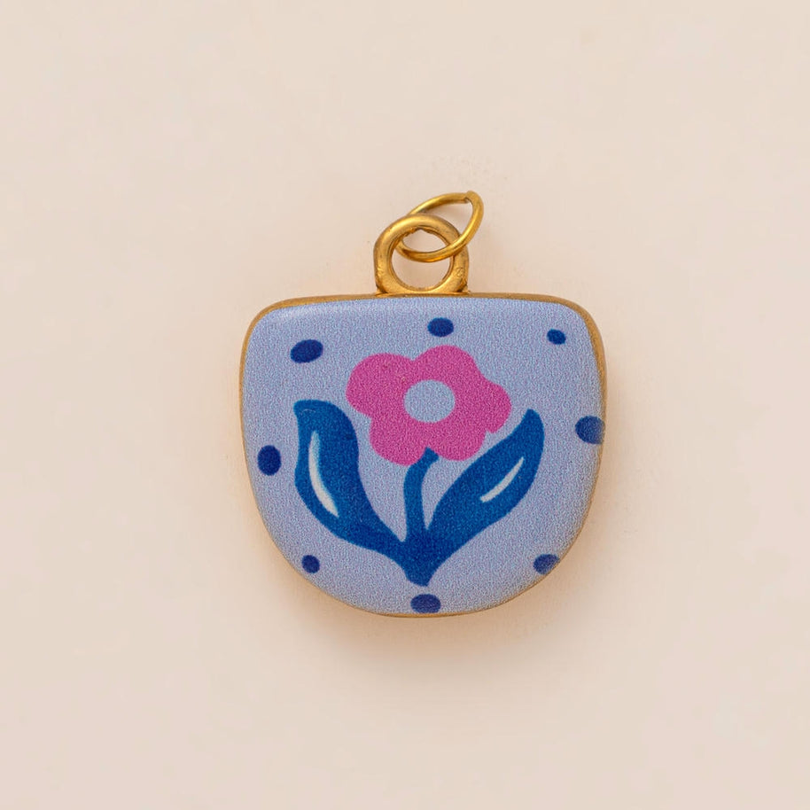 Oval Enamel Flower House Pendant DIY Charm Jewelry JX253203GK