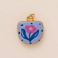 Oval Enamel Flower House Pendant DIY Charm Jewelry JX253203GK