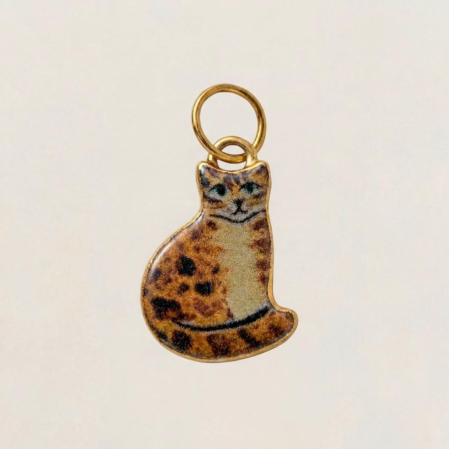Cute Cat Ceramic Enamel Pendant Steel DIY Jewelry Wholesale