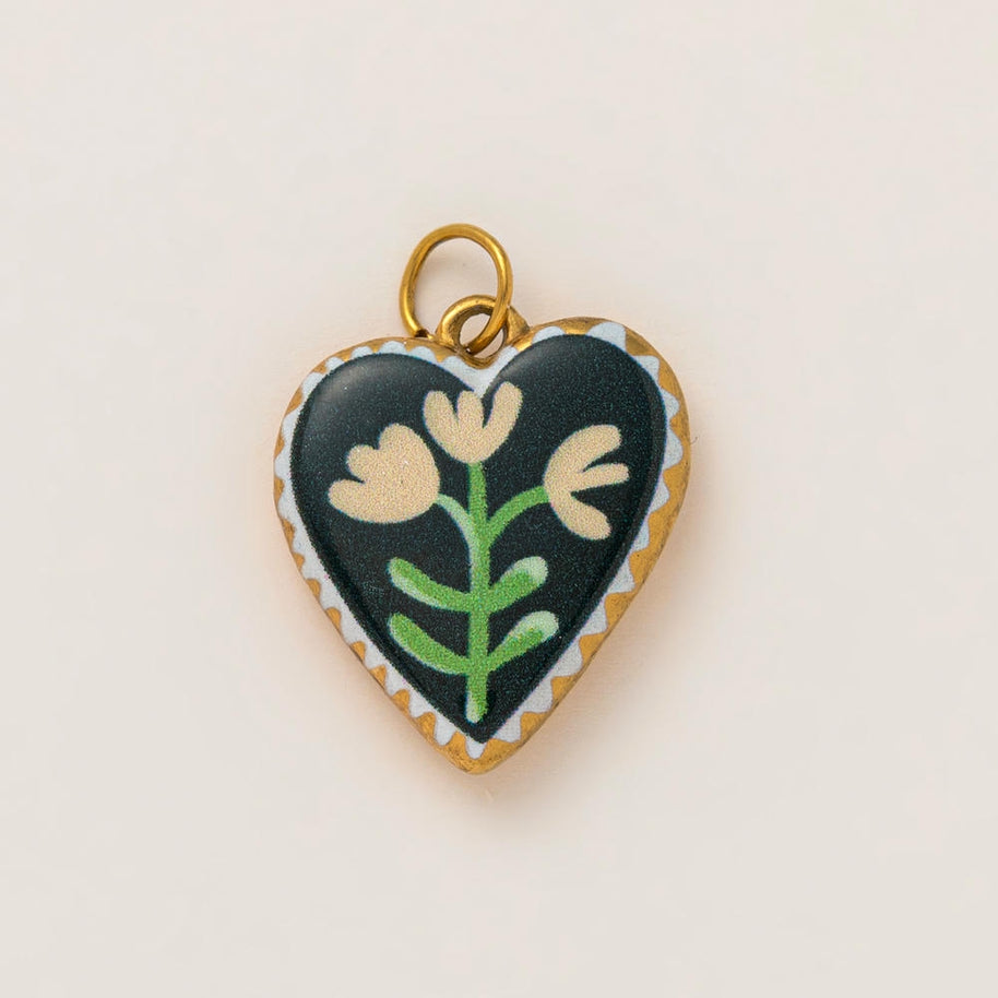 DIY Flower Grass Pendant Heart Print Colorful Charm JX252601S