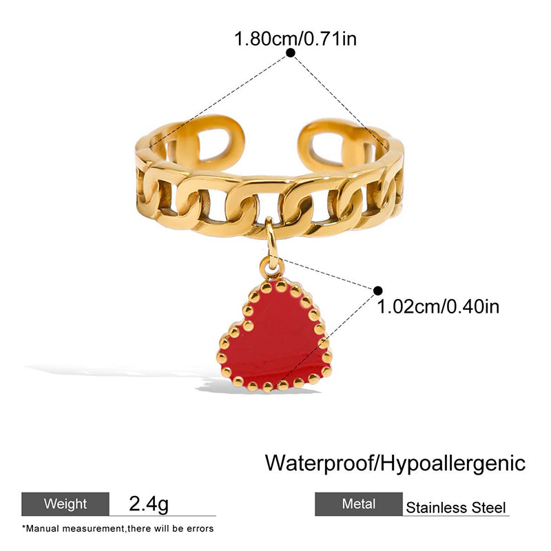 Open Link Ring Heart Charm