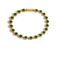 Round Green Cubic Zirconia Bracelet JXB0112063-GN