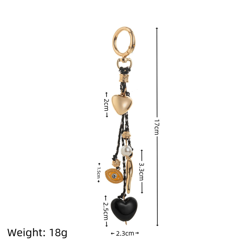 Lucky Heart Evil Eye Braided Rope Keychain Charm Accessories