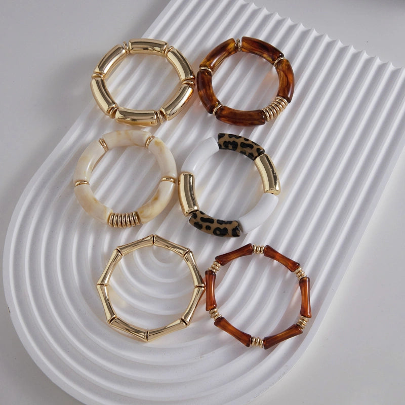 UV Gold Plated Resin Bangle | Maillard Bamboo Bracelet Cuff