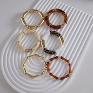 UV Gold Plated Resin Bangle | Maillard Bamboo Bracelet Cuff