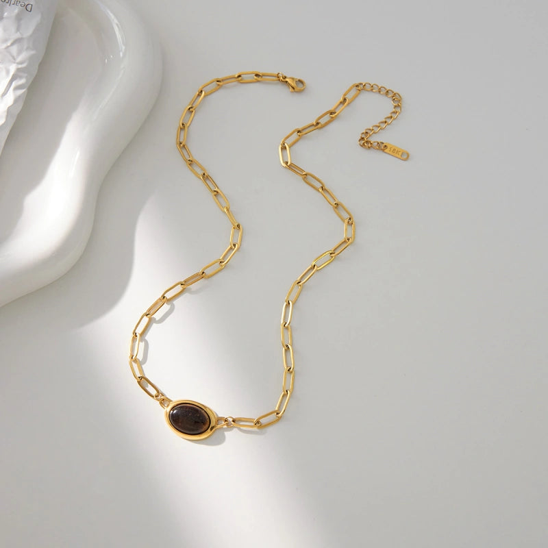 Tiger Eye Stone Necklace | Luxury Fall Choker Jewelry