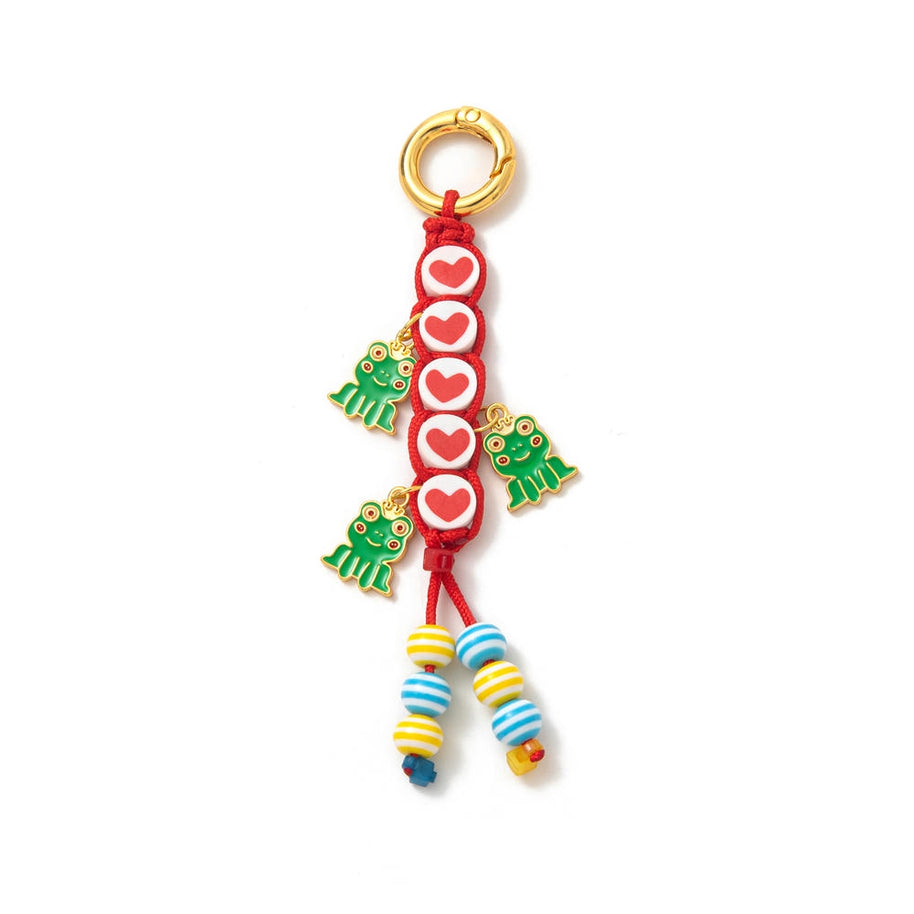 Heart Frog Pendants Cute Woven Keychain Charms JX251405O01