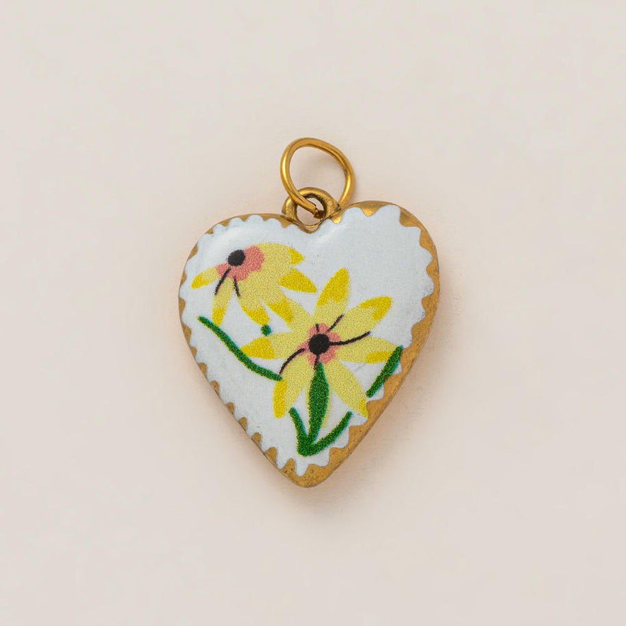 DIY Flower Grass Pendant Heart Print Colorful Charm JX252601S