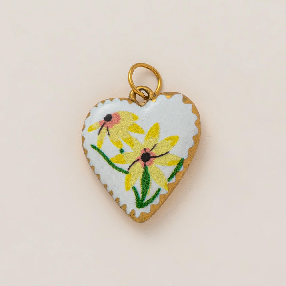 DIY Flower Grass Pendant Heart Print Colorful Charm JX252601S