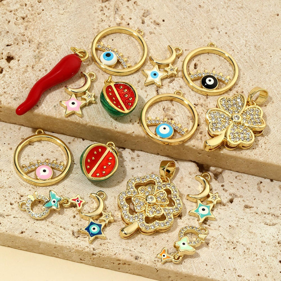 Watermelon Pendant | Lucky Four Leaf Clover Star Charm