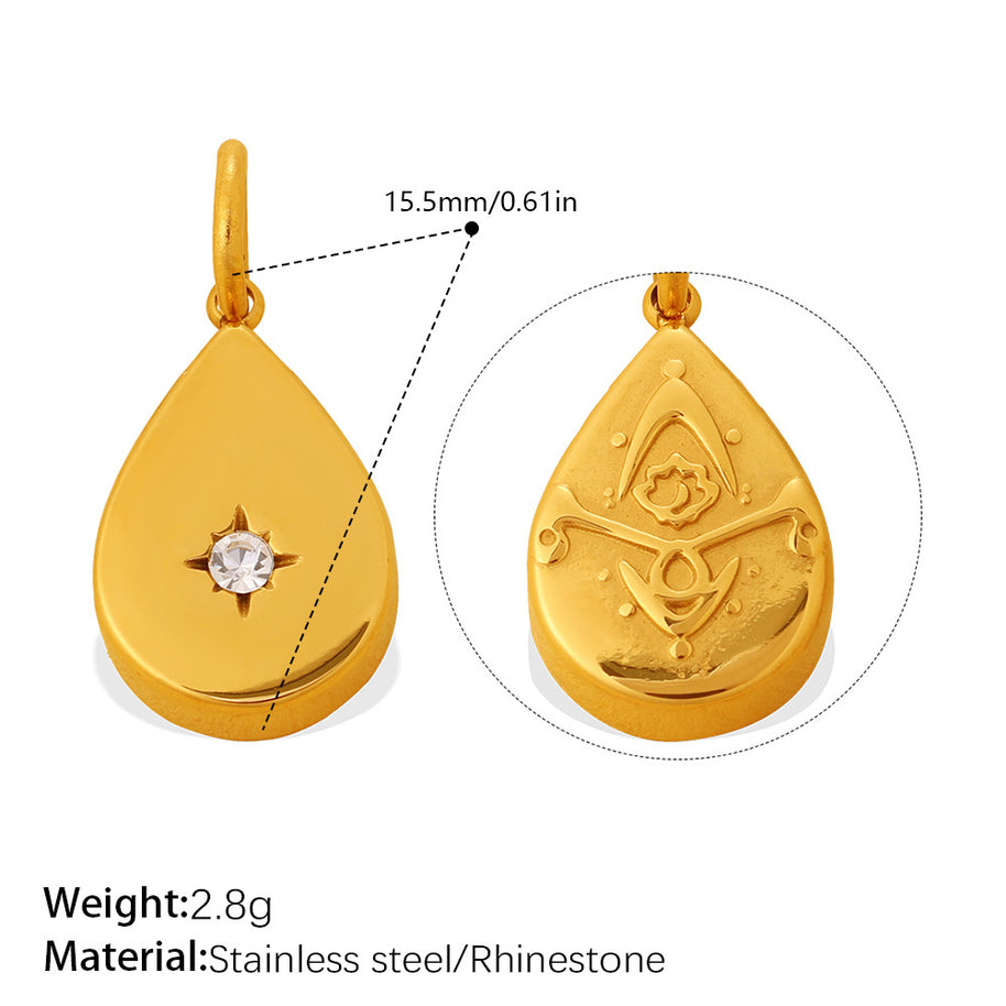 European Vintage Sunflower Water Drop Pendant Steel 18K