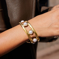 Adjustable Pearl Cuff | Versatile Stainless Steel Bracelet