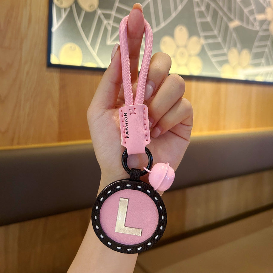 Letter Keychain | Round Leather Charm | Minimalist Gift