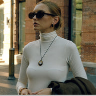 Amber Resin Long Necklace | Black Cord Fashion Chain