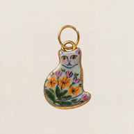 Cute Cat Ceramic Enamel Pendant Steel DIY Jewelry Wholesale