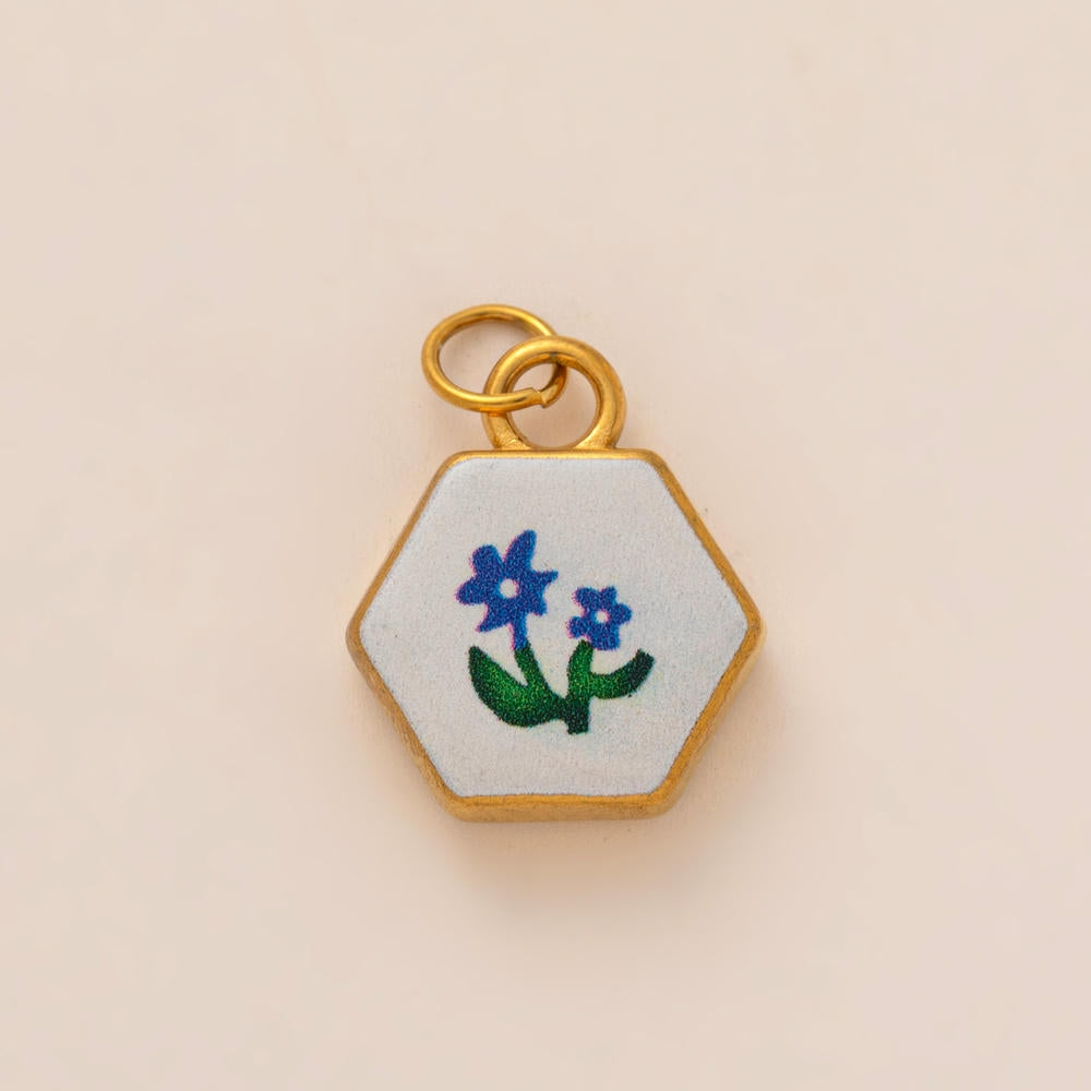 Oval Enamel Flower House Pendant DIY Charm Jewelry JX253203GK