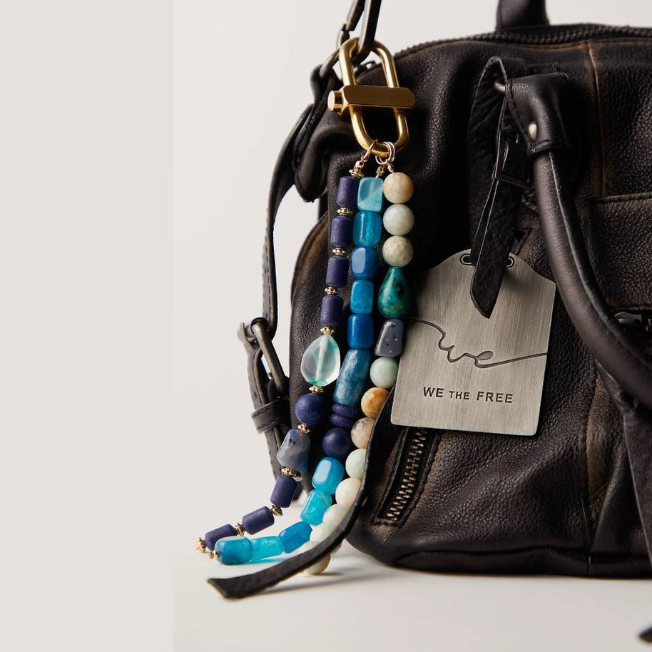 Boho Natural Stone Beaded Bag Charm DIY Keychain Accessories