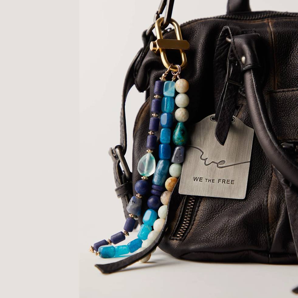 Boho Natural Stone Beaded Bag Charm DIY Keychain Accessories