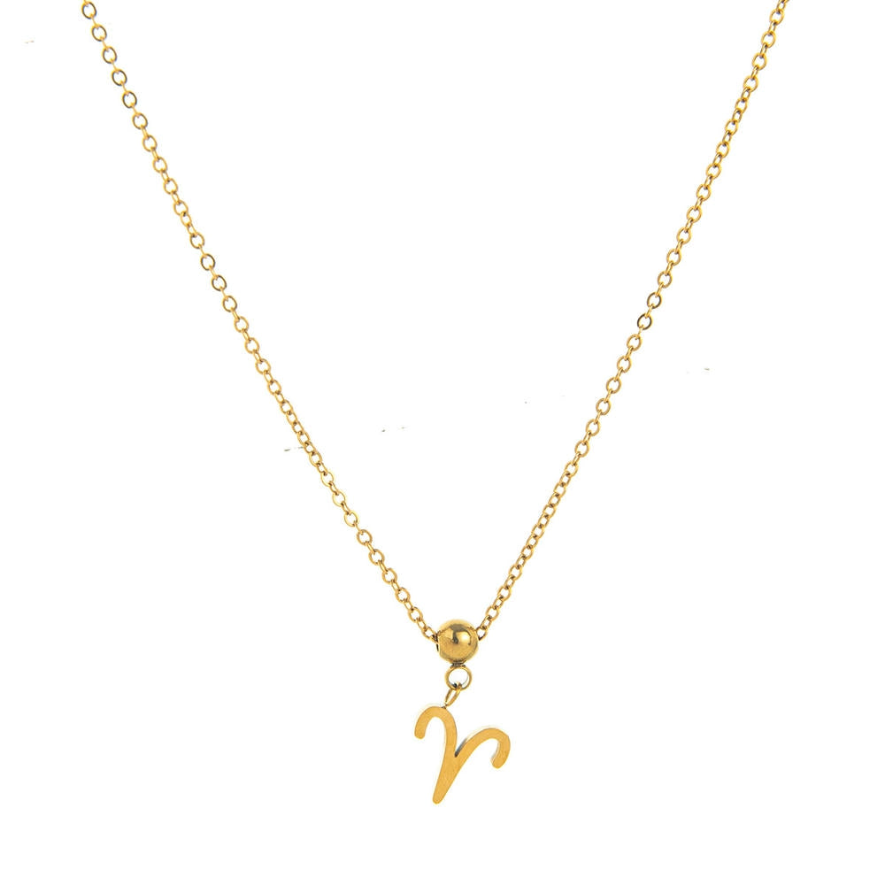 12 Zodiac Sign Charm Pendant Steel 18K Gold Tarnish Resistant