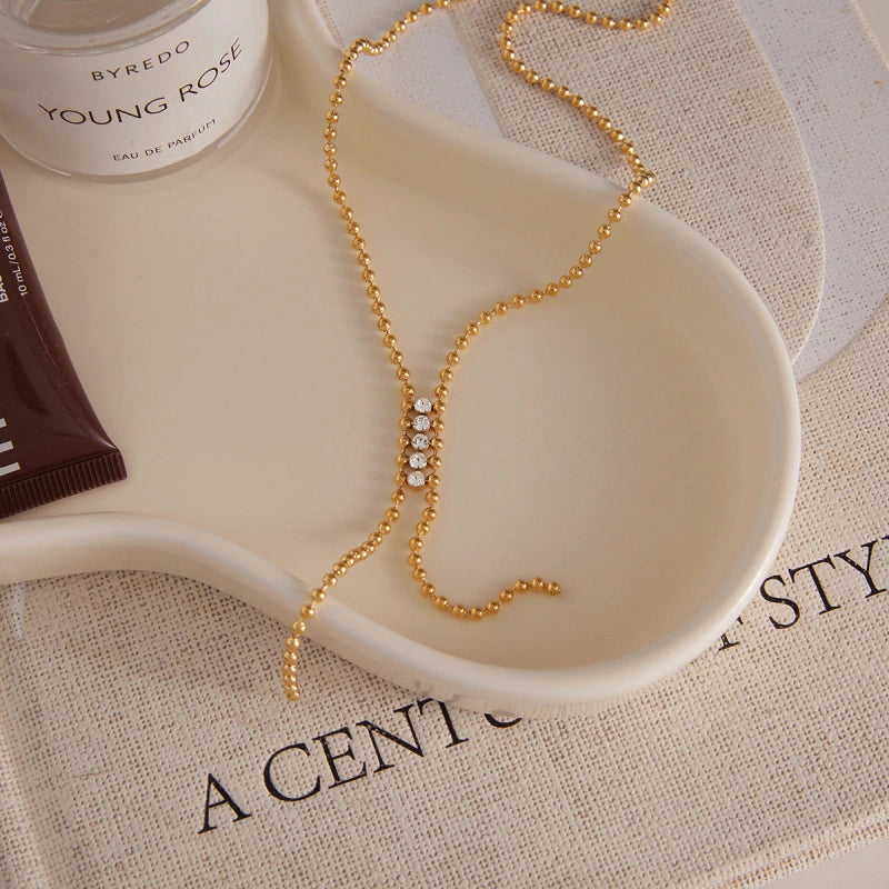 Rhinestone Fringe Y-Necklace | Layering Chain for Sweaters