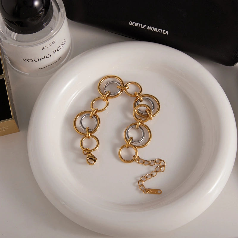 Two-Tone Bracelet | 18K Gold Plated Fade-Resistant Cuff