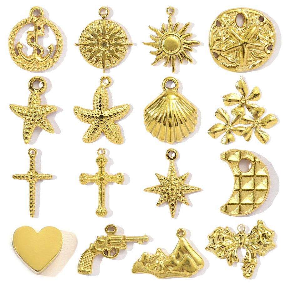 Sea Star Cross Pendant | French Sun Moon Love Steel Charm