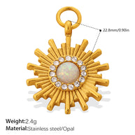 European Vintage Sunflower Water Drop Pendant Steel 18K