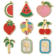 Peach Leaf Pendant | Casual Chic Enamel Fruit Steel Charm