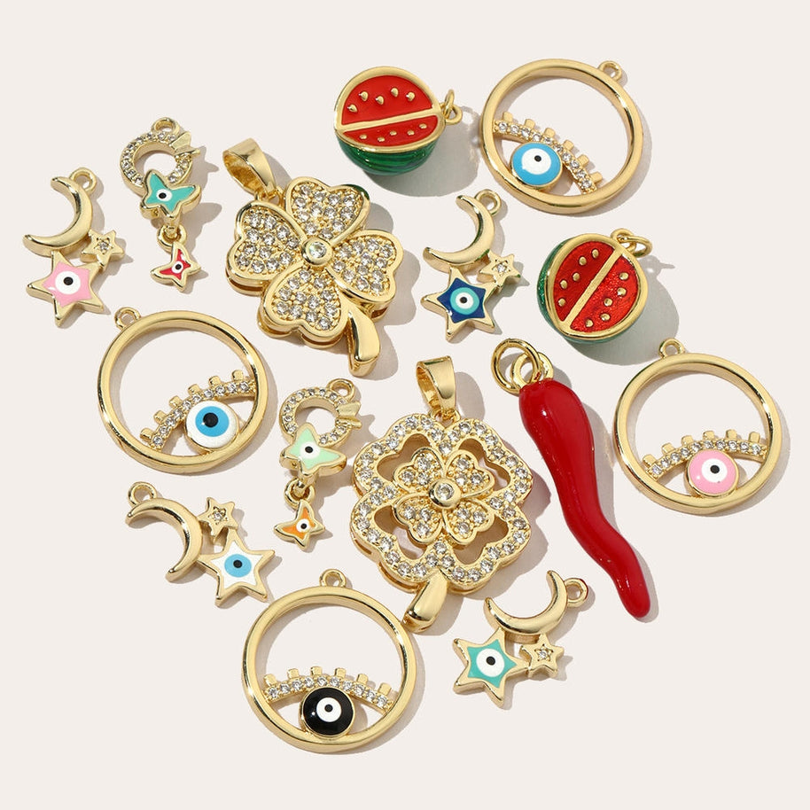 Watermelon Pendant | Lucky Four Leaf Clover Star Charm