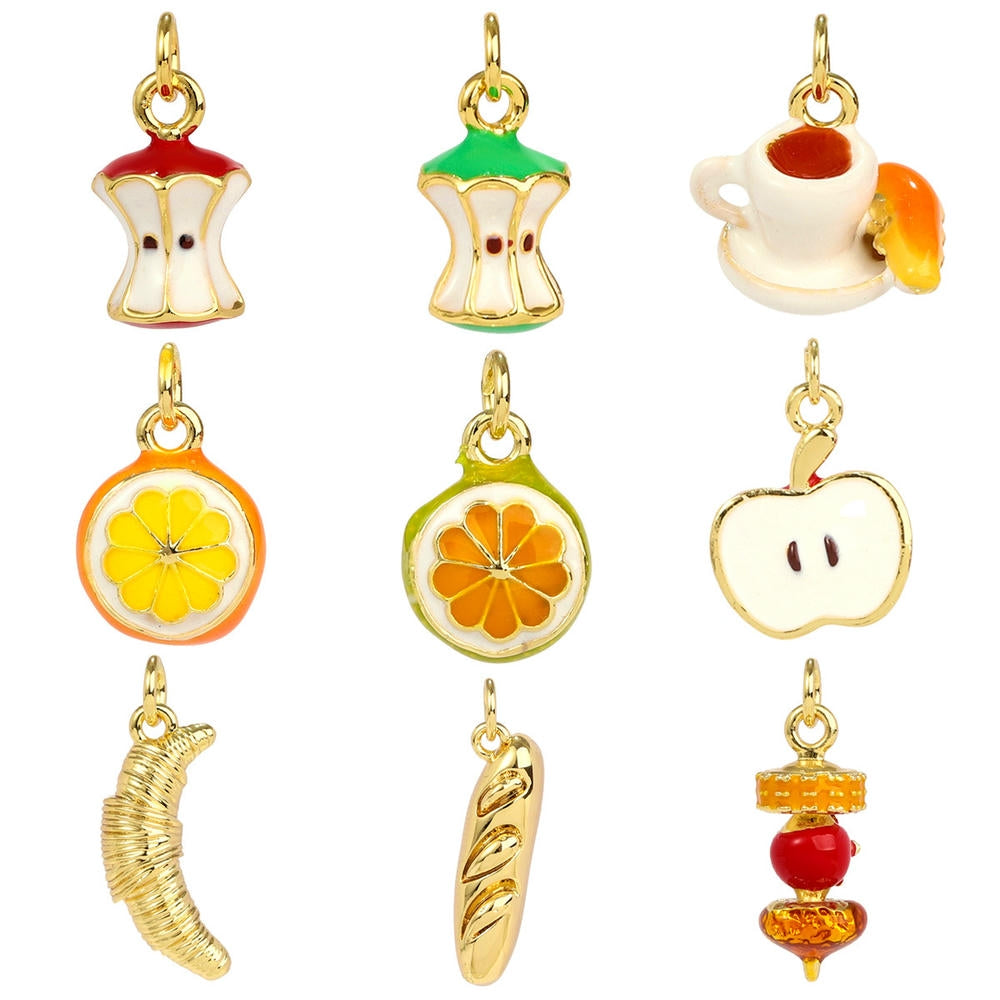 3D Apple Coffee Pendant | Enamel Fruit Kebab Charm
