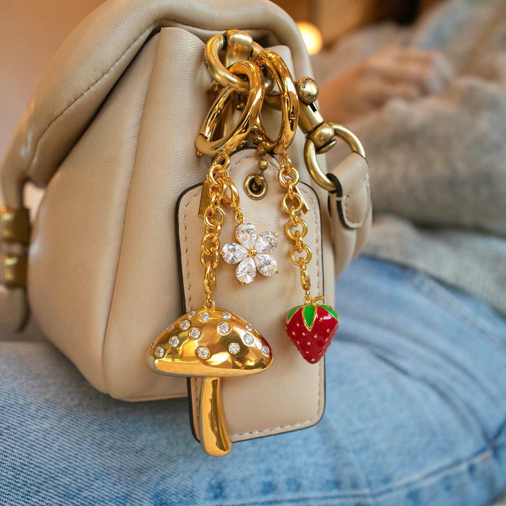 Stainless Steel Cherry Blossom flower Bag Charm Accessories