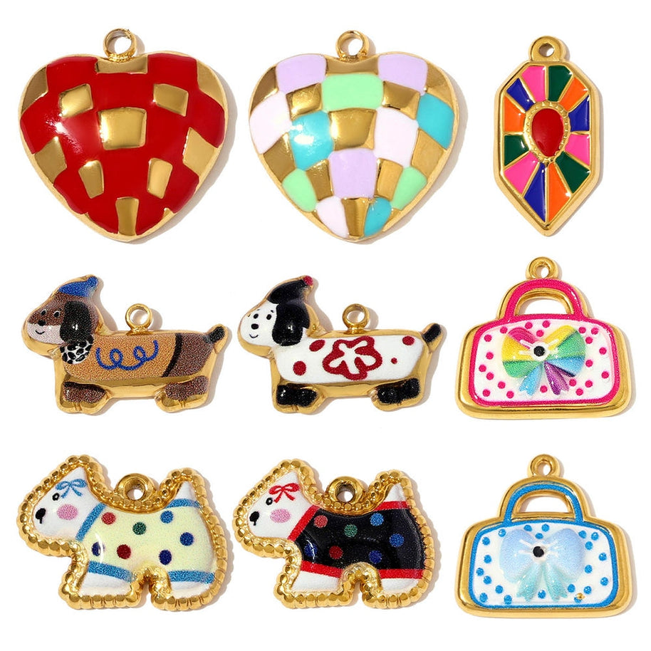 Dog Cat Pendant | Cute Animal Stainless Steel Jewelry Charm