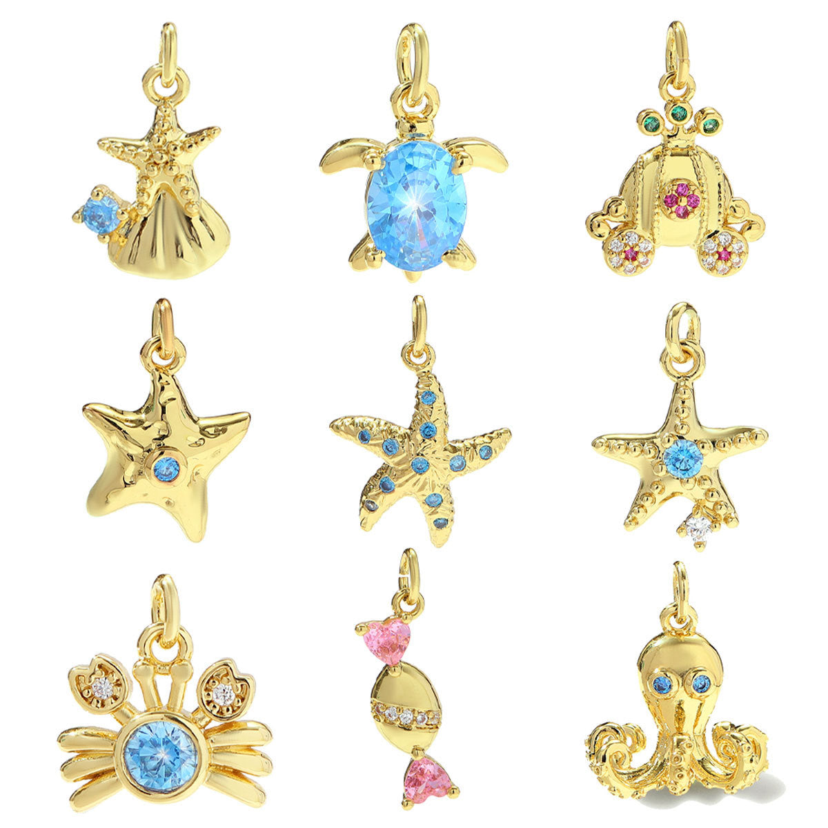 Sea Star Crab Pendant | Fairytale Ocean Life Enamel Charm