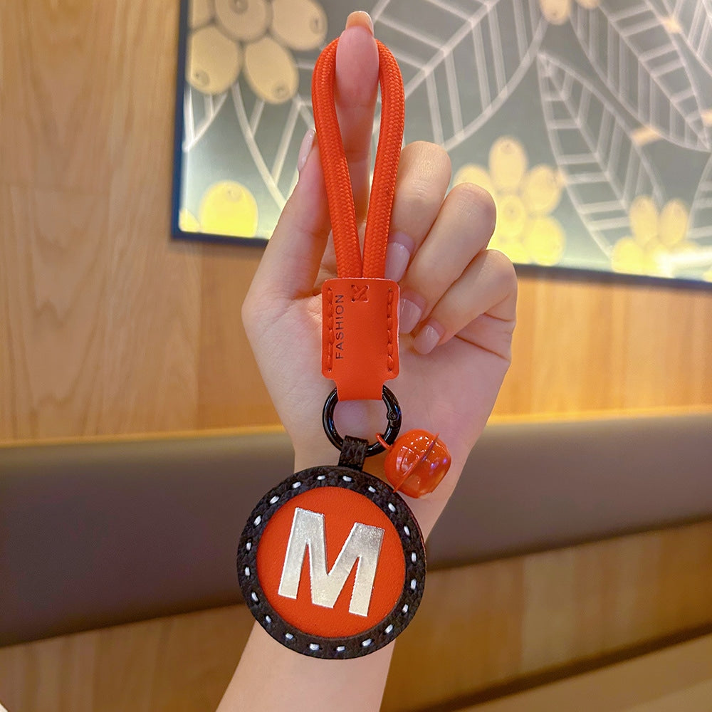 Letter Keychain | Round Leather Charm | Minimalist Gift