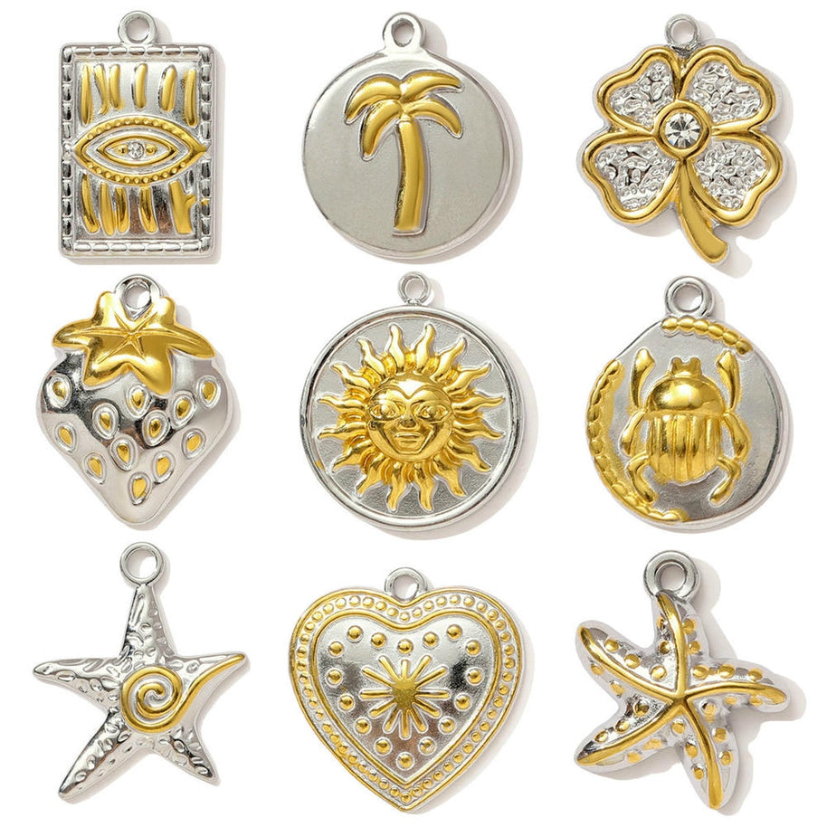 Sun Palm Tree Pendant | Two-tone Playful Strawberry Charm