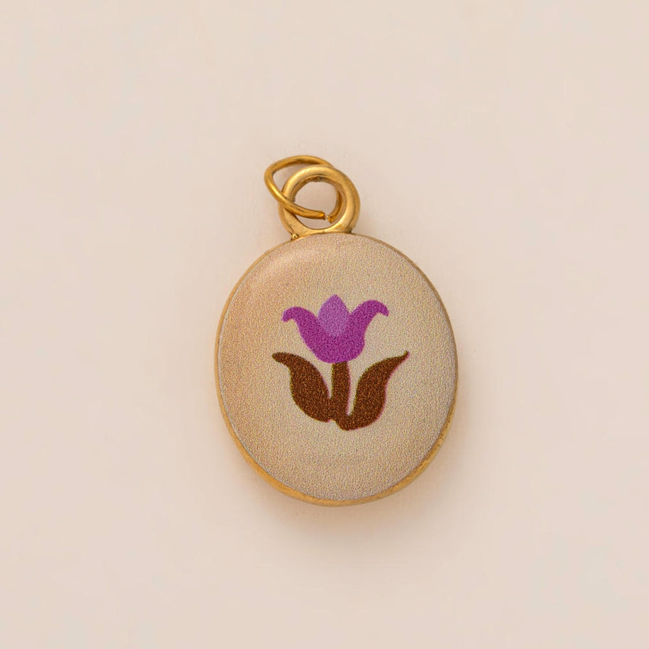 Oval Enamel Flower House Pendant DIY Charm Jewelry JX253203GK