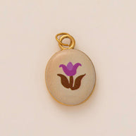 Oval Enamel Flower House Pendant DIY Charm Jewelry JX253203GK