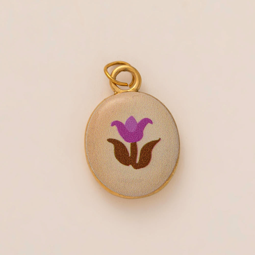 Oval Enamel Flower House Pendant DIY Charm Jewelry JX253203GK