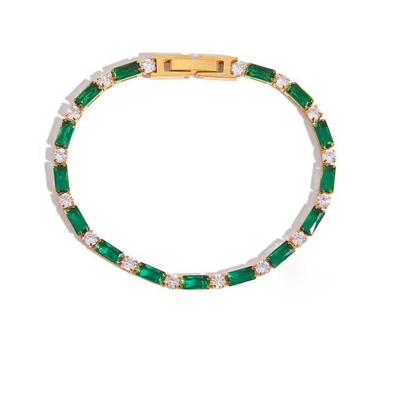 Green And White Cubic Zirconia Bracelet JXB0305007-GN