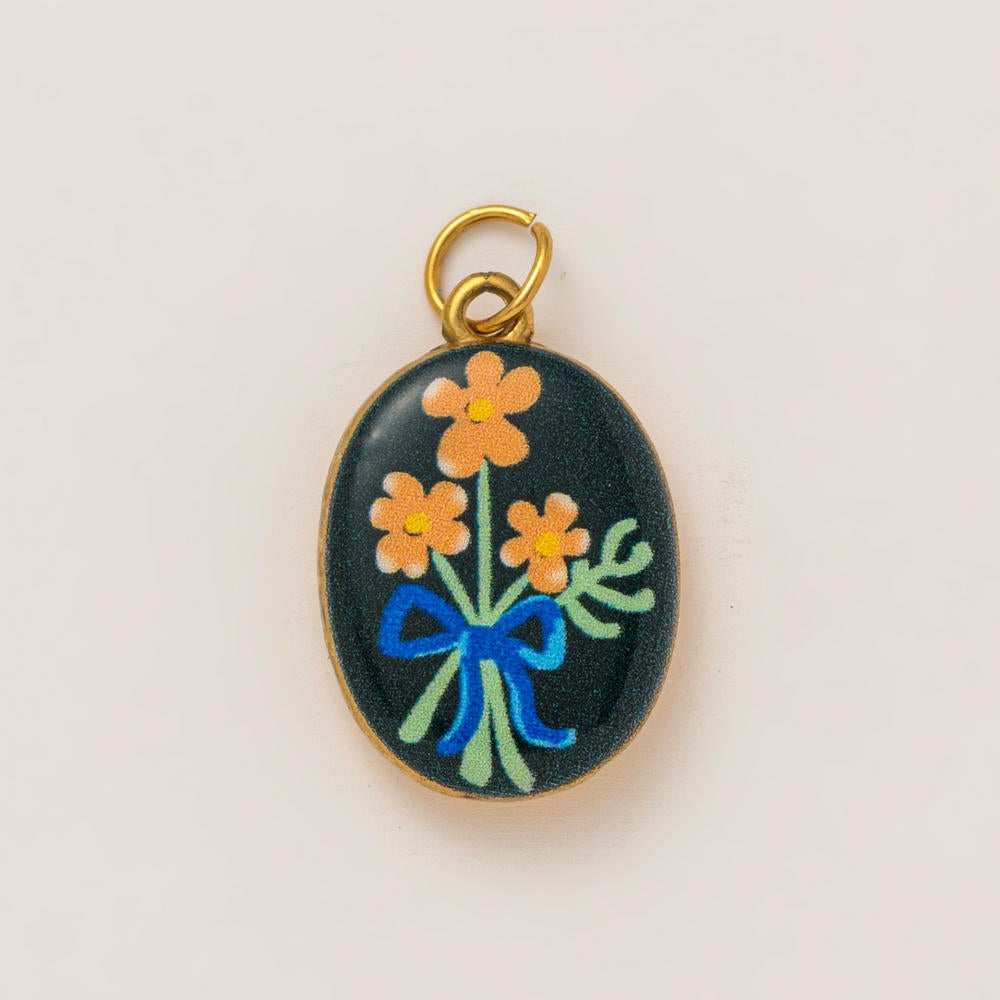 DIY Flower Grass Pendant Heart Print Colorful Charm JX252601S