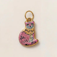 Cute Cat Ceramic Enamel Pendant Steel DIY Jewelry Wholesale