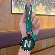 Letter Keychain | Round Leather Charm | Minimalist Gift