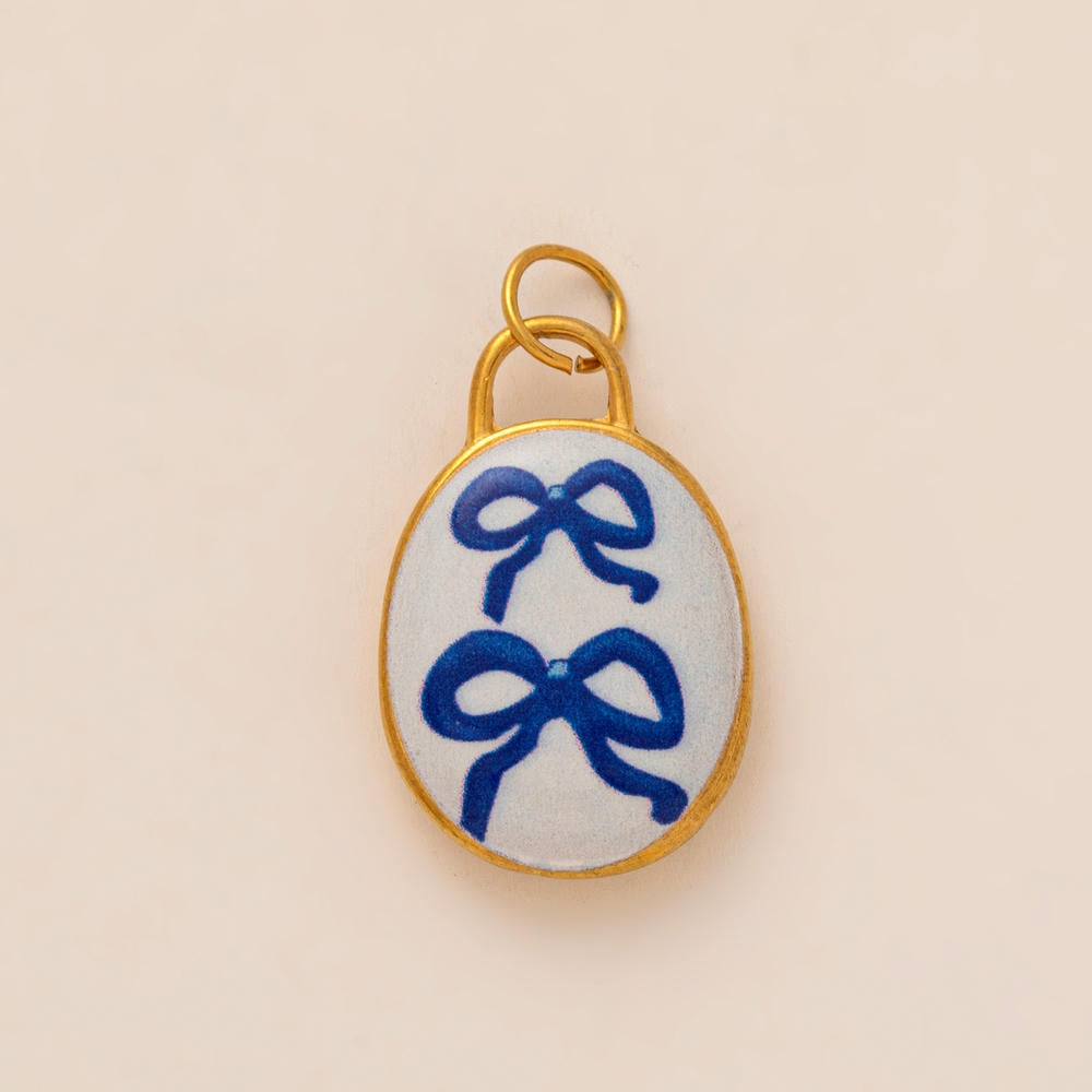Oval Enamel Flower House Pendant DIY Charm Jewelry JX253203GK