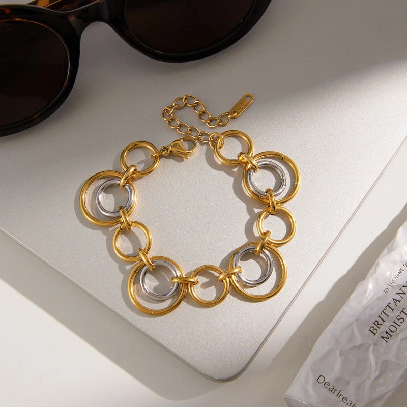 Two-Tone Bracelet | 18K Gold Plated Fade-Resistant Cuff