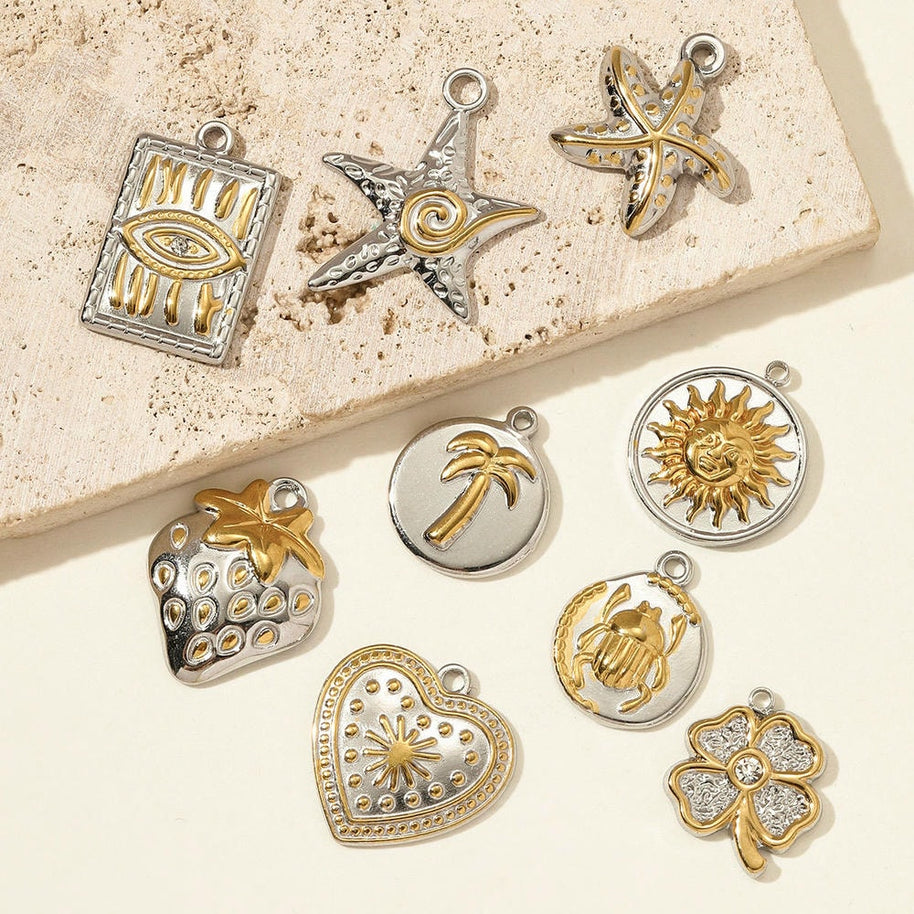 Sun Palm Tree Pendant | Two-tone Playful Strawberry Charm