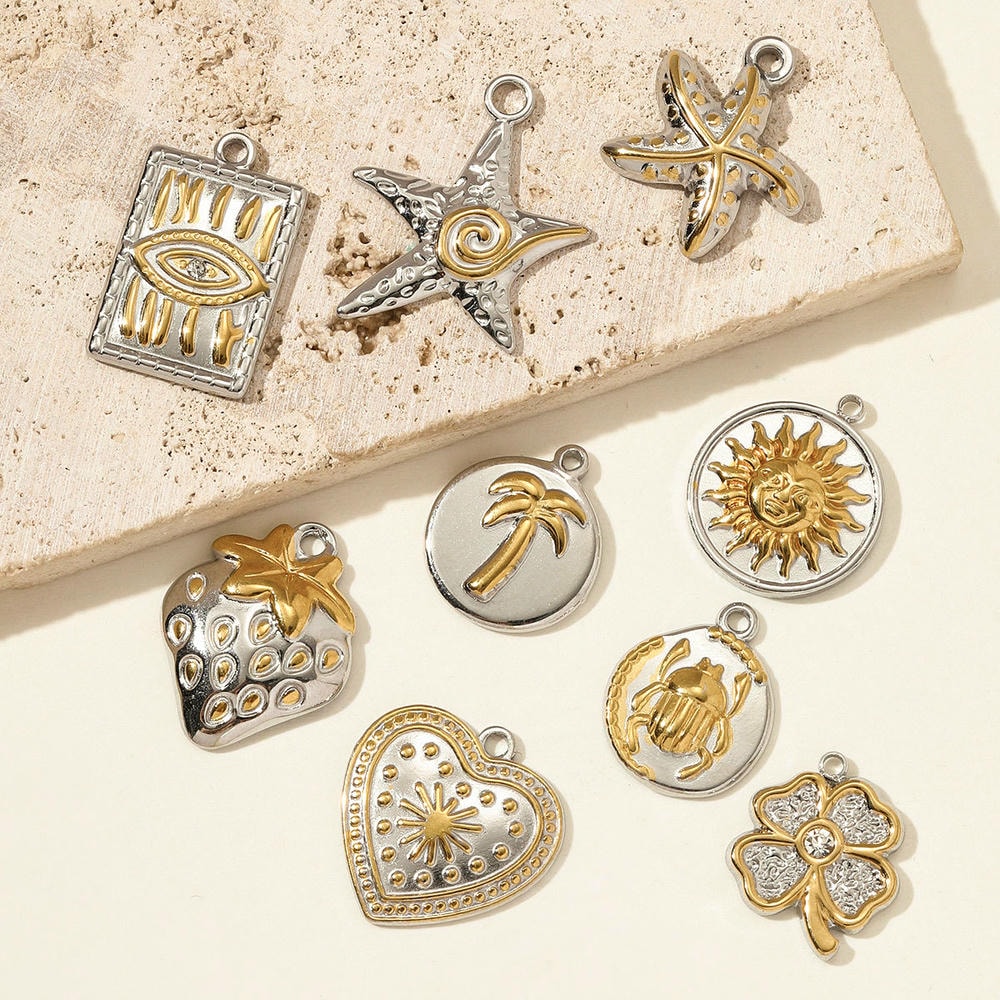 Sun Palm Tree Pendant | Two-tone Playful Strawberry Charm